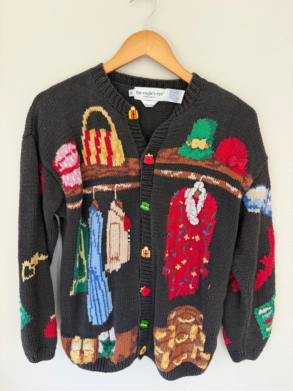 The Eagle's Eye Vintage Hand Knit Closet Theme sweater cardigan